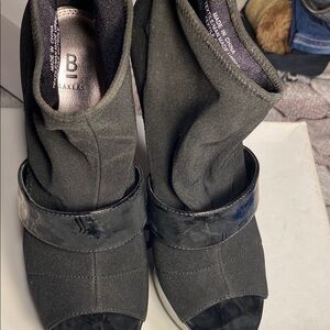 Black Suede Peep Toe Booties